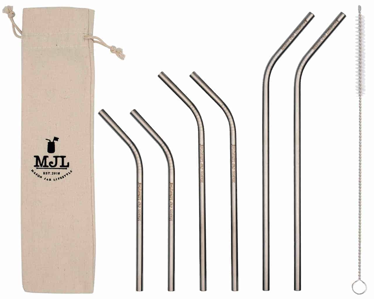 Combo 6 Pack Thin Bent Stainless Steel Straws for Mason Jars - Blessings Grow Meadows