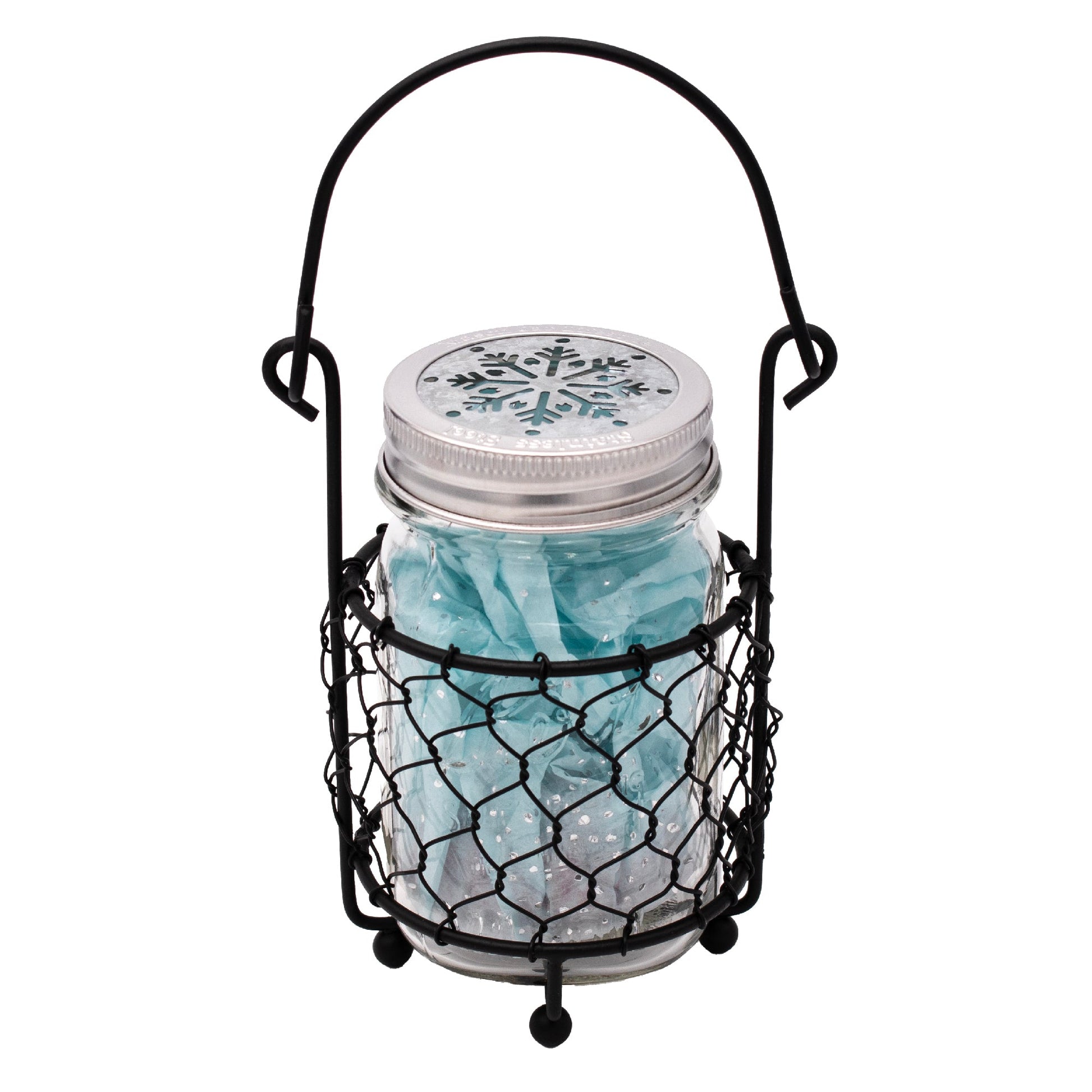 Single Pint Jar Caddy with Chicken Wire for Hanging or Carrying One Mason Jar - Blessings Grow Meadows