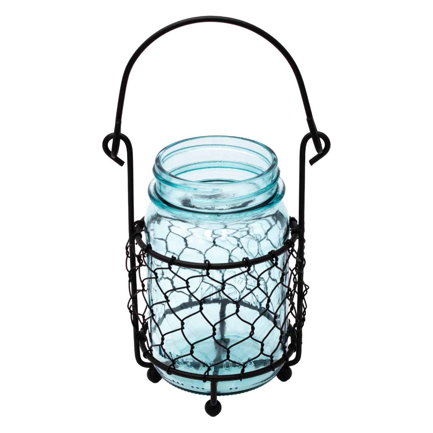Single Pint Jar Caddy with Chicken Wire for Hanging or Carrying One Mason Jar - Blessings Grow Meadows