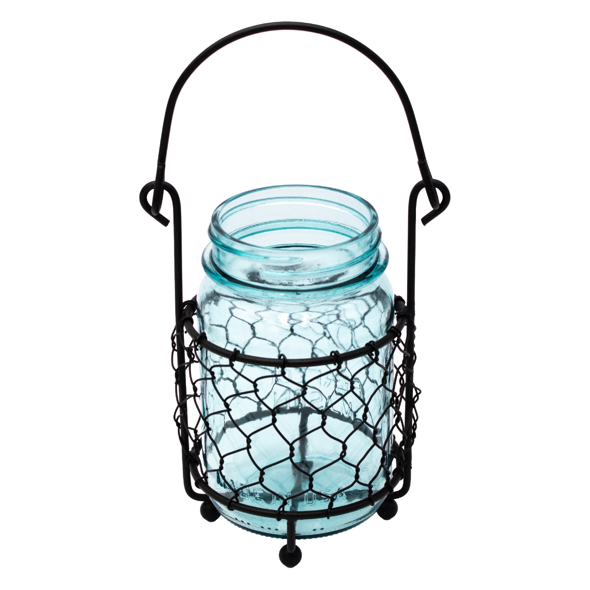 Single Pint Jar Caddy with Chicken Wire for Hanging or Carrying One Mason Jar - Blessings Grow Meadows