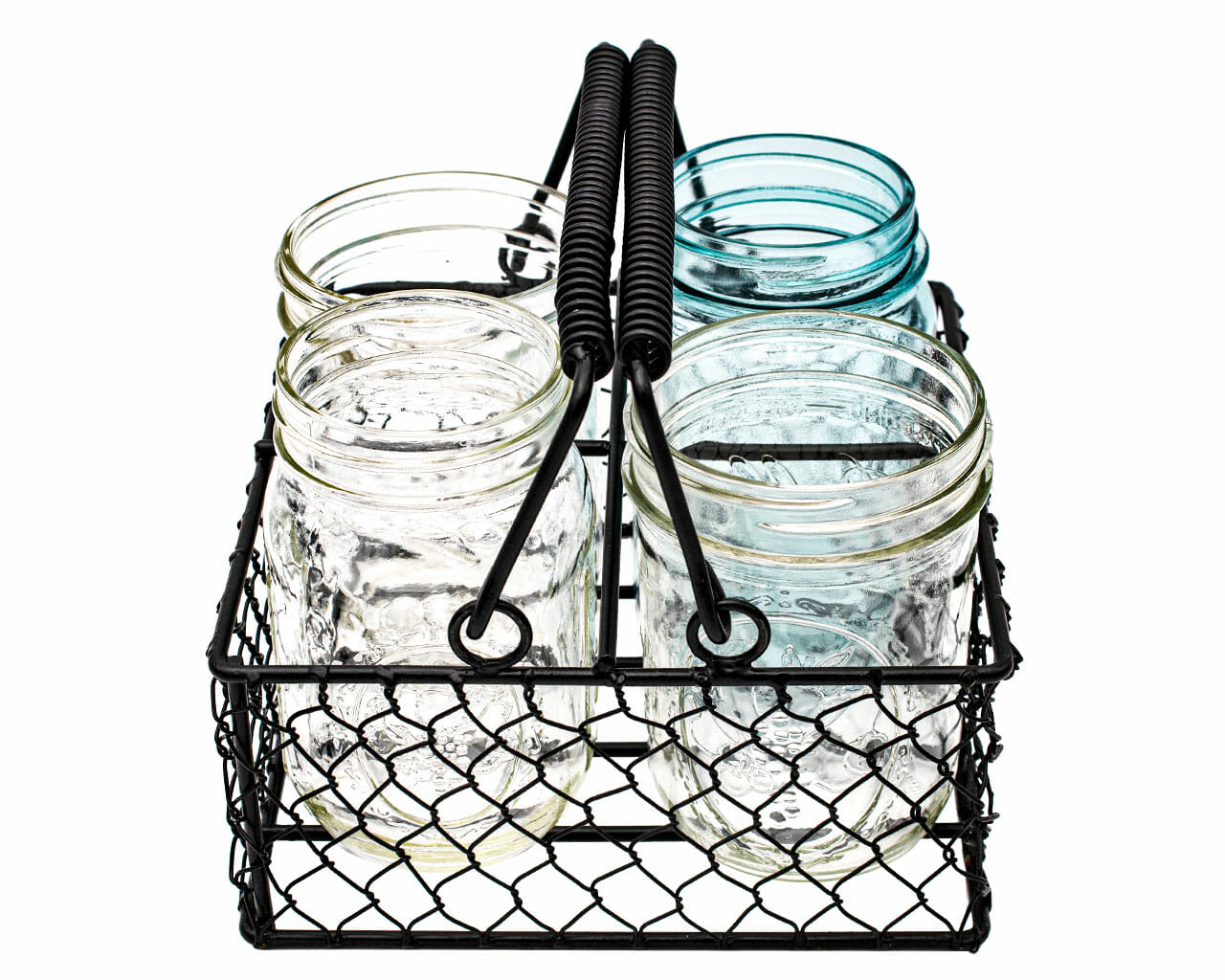 Chicken Wire Caddy for 4 Pint Mason Jars - Blessings Grow Meadows