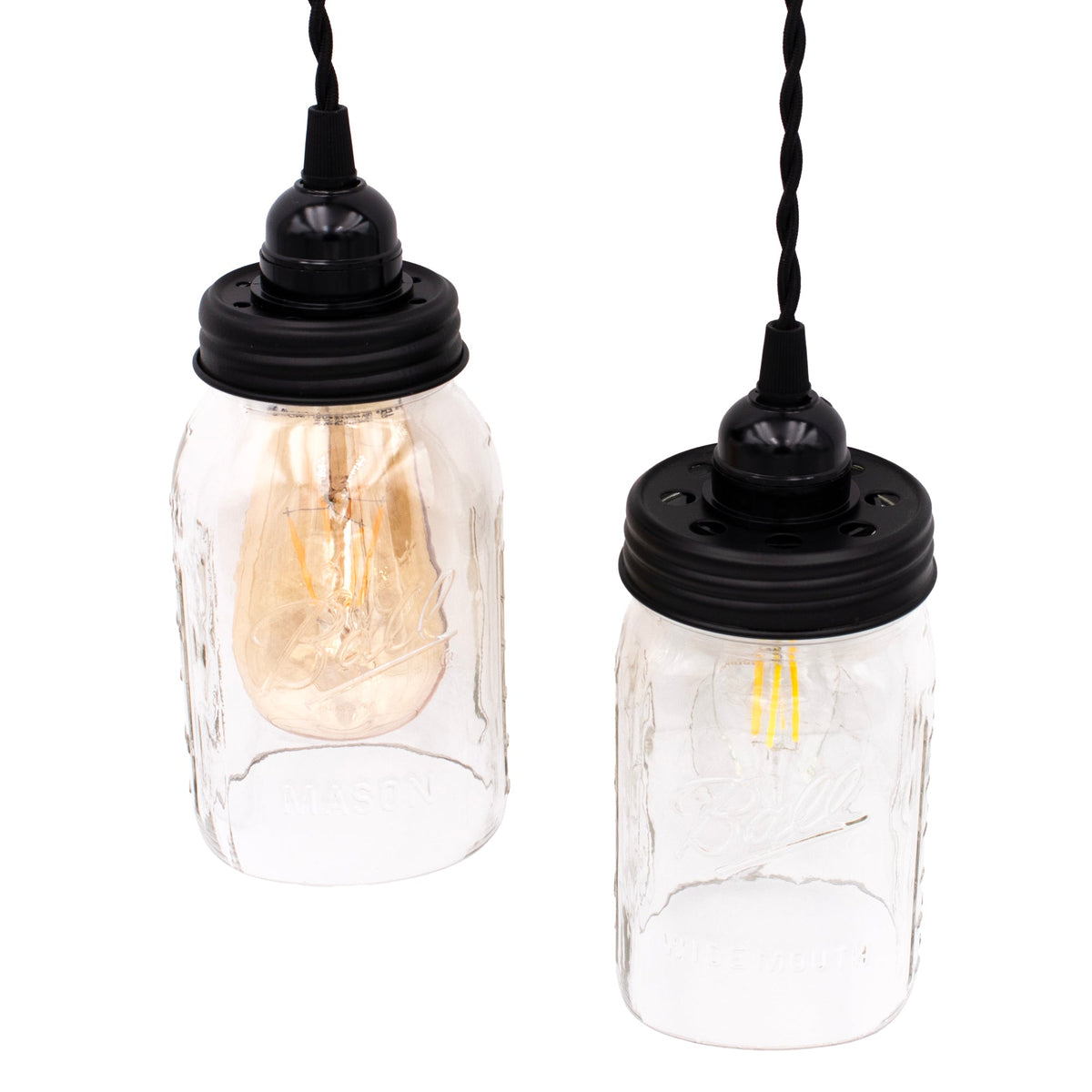 Black lighting lid for Mason Jar Lifestyle pendant light fixture, designed for wide-mouth Mason jars, ideal for home decor lighting.