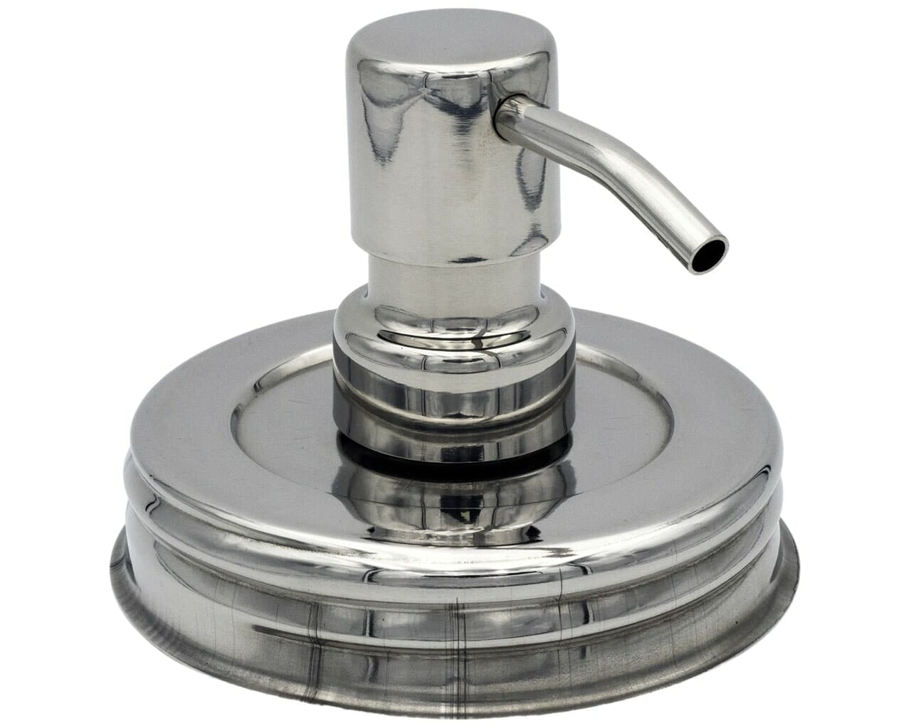 Chrome soap pump dispensers with mirror finish for regular-mouth Mason jars, featuring vintage threaded design by Mason Jar Lifestyle.