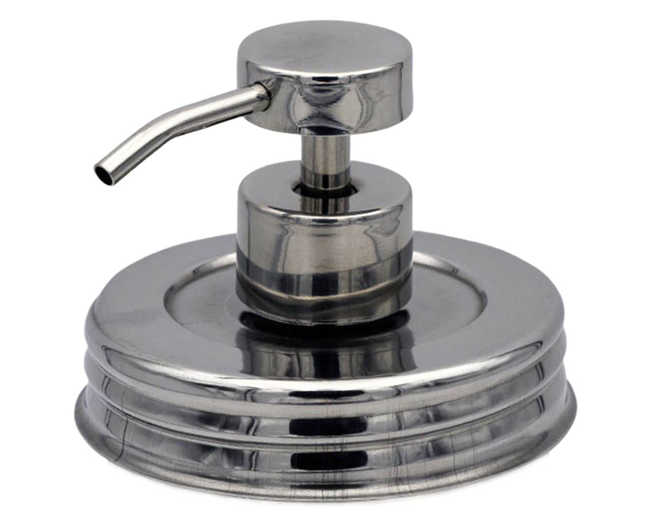 Chrome soap pump dispenser for mason jars, vintage threaded design, compatible with regular mouth Mason Jars, by Mason Jar Lifestyle.