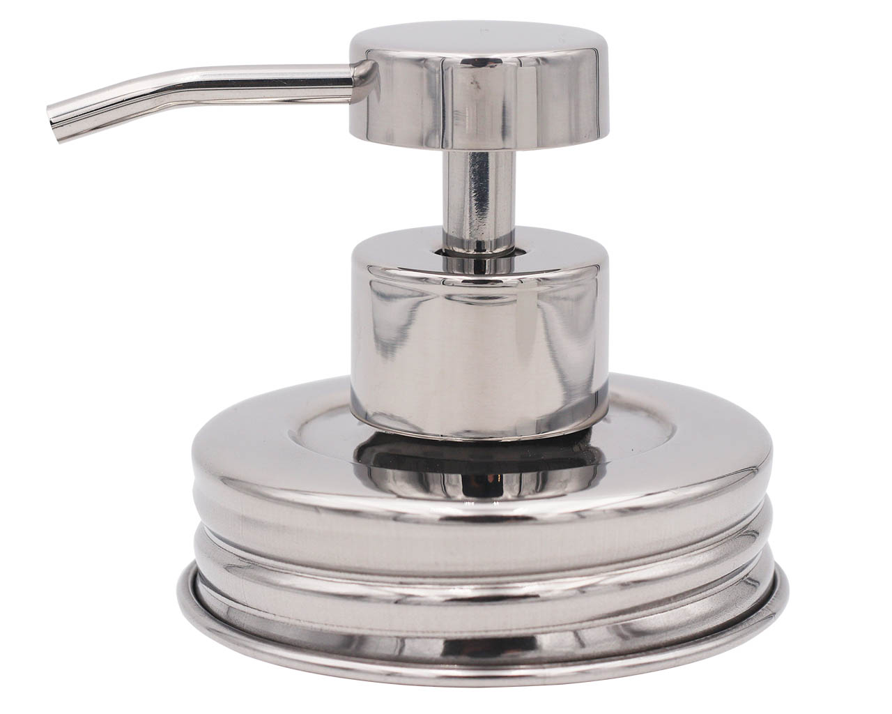 Chrome soap pump dispenser for mason jars, Mason Jar Lifestyle vintage mirror finish, fits regular mouth mason jars.