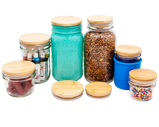 Bamboo Storage Stopper Lids for Mason Jars - Blessings Grow Meadows