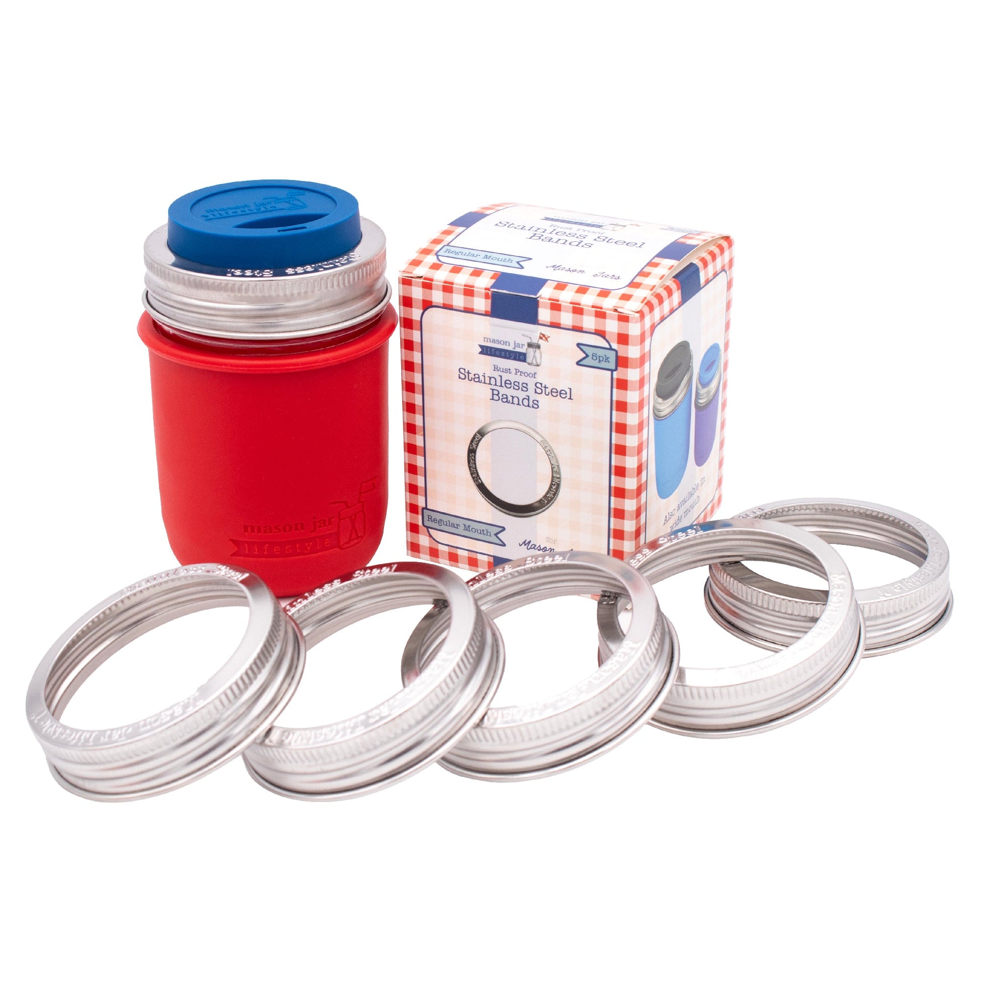 Rust Proof Stainless Steel Bands / Rings for Mason Jars 5 Pack - Blessings Grow Meadows