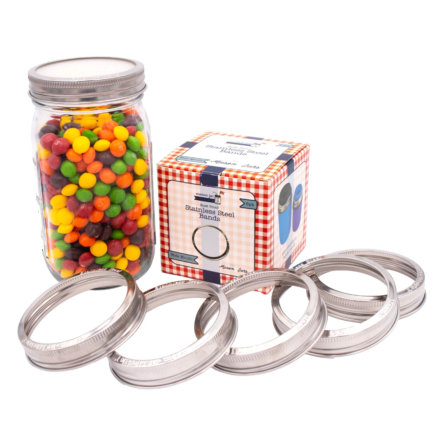 Rust Proof Stainless Steel Bands / Rings for Mason Jars 5 Pack - Blessings Grow Meadows