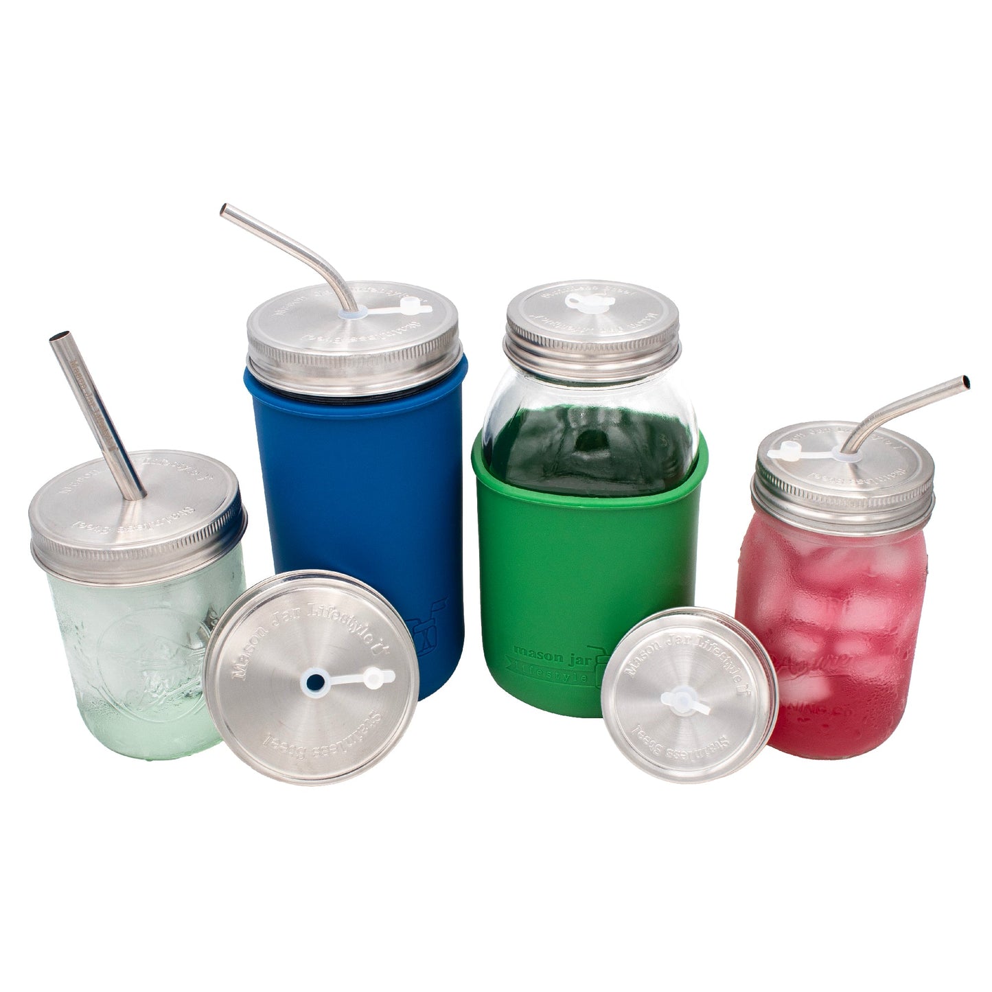 Combo 6 Pack Thin Bent Stainless Steel Straws for Mason Jars