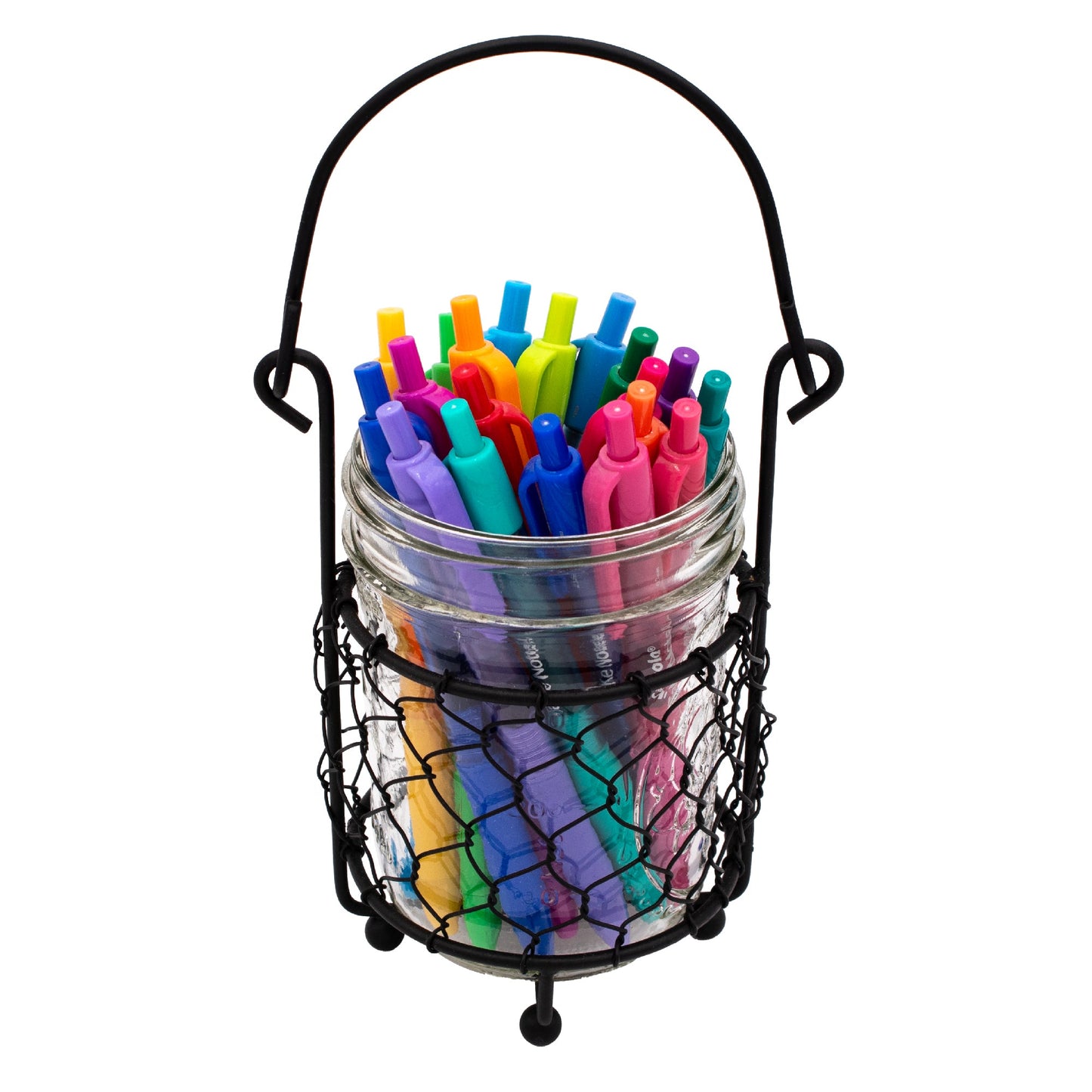 Single Pint Jar Caddy with Chicken Wire for Hanging or Carrying One Mason Jar - Blessings Grow Meadows