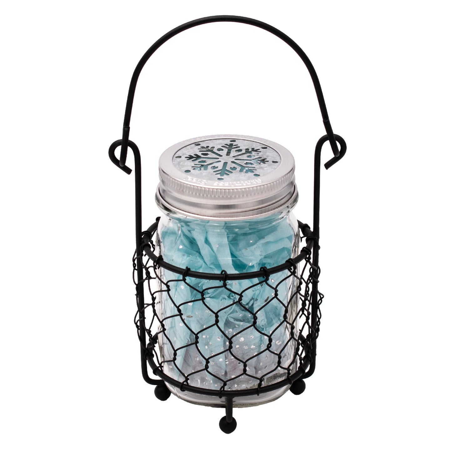 Single Pint Jar Caddy with Chicken Wire for Hanging or Carrying One Mason Jar - Blessings Grow Meadows