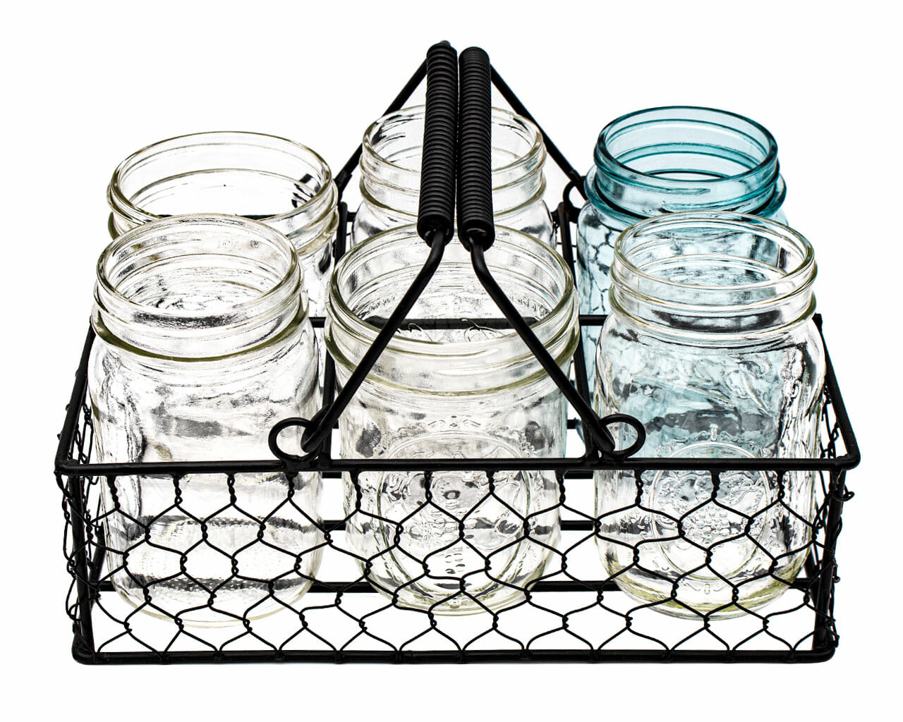 Chicken Wire Caddy for 6 Pint Mason Jars - Blessings Grow Meadows