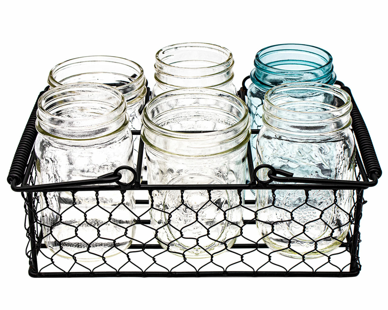 Chicken Wire Caddy for 6 Pint Mason Jars - Blessings Grow Meadows