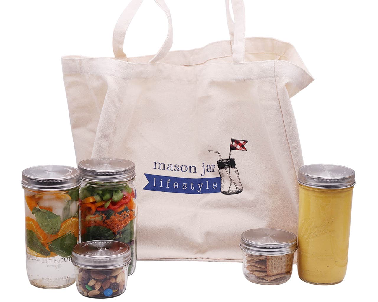 Mason Jar Market Tote Bag with 6 Divided Compartments | Blessings Grow  Meadows, image size:1280x1024