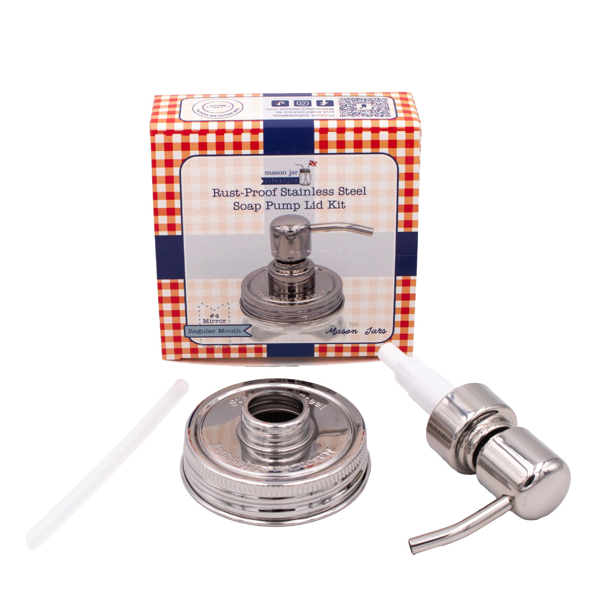 Chrome mirror soap pump dispenser for mason jars, reusable and refillable, ideal for bathroom or kitchen use.