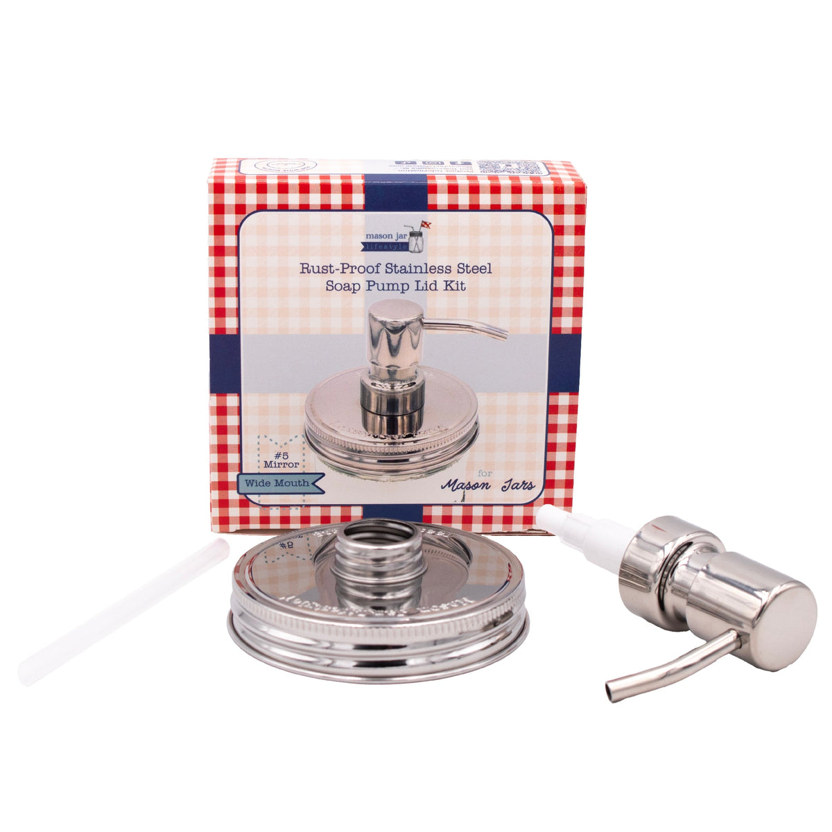 Chrome soap pump dispenser with mirror lid for wide-mouth Mason jars, ideal for bathroom or kitchen use.