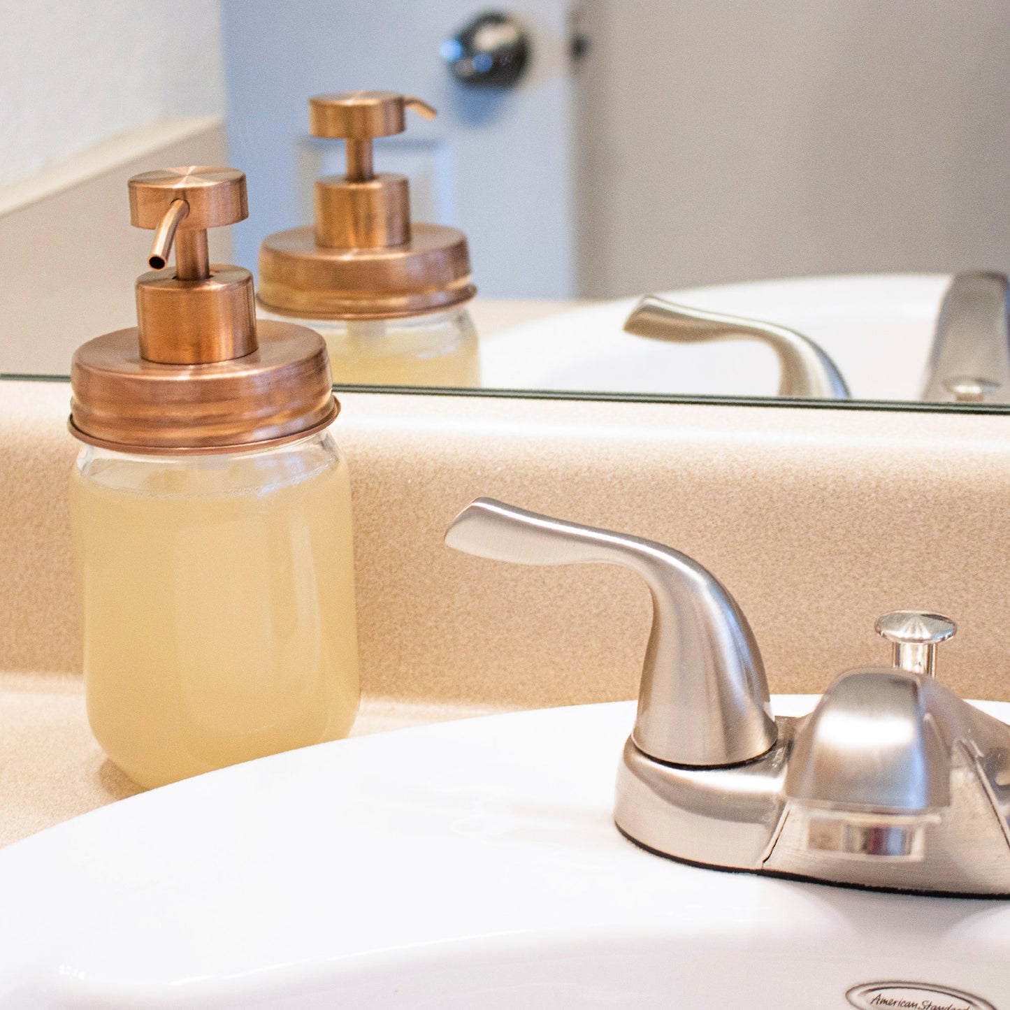 Rose Gold Soap Pump Lid Kit for Regular Mouth Mason Jars