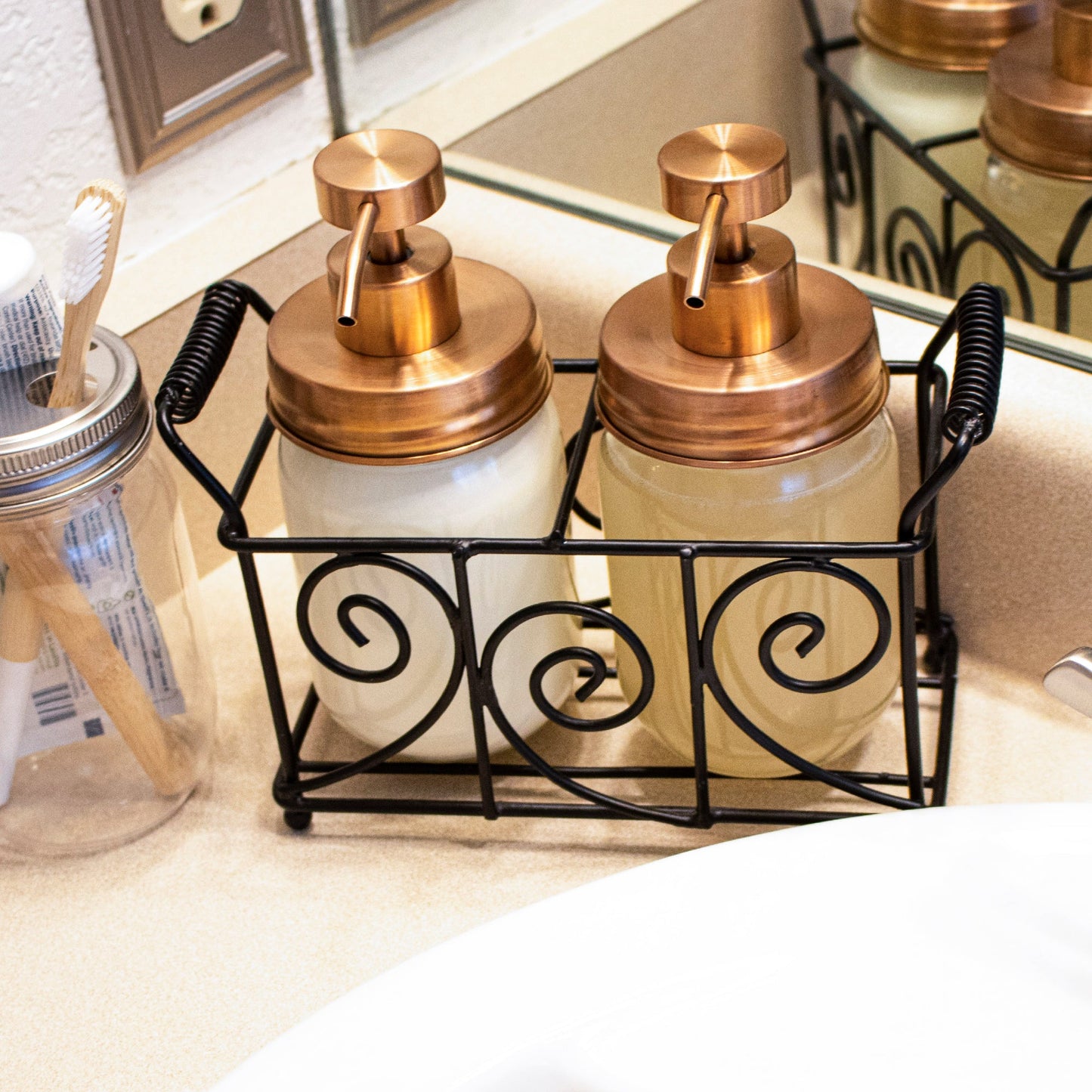 Rose Gold Soap Pump Lid Kit for Regular Mouth Mason Jars