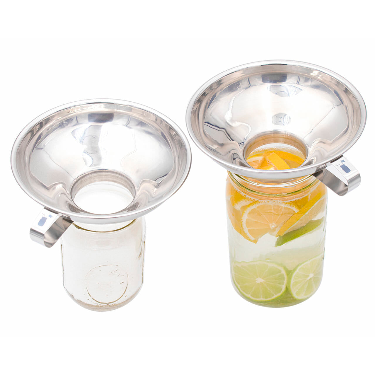 Stainless steel canning funnel for Mason jars, wide-mouth and regular sizes, by Mason Jar Lifestyle, for pouring liquids and dry goods.