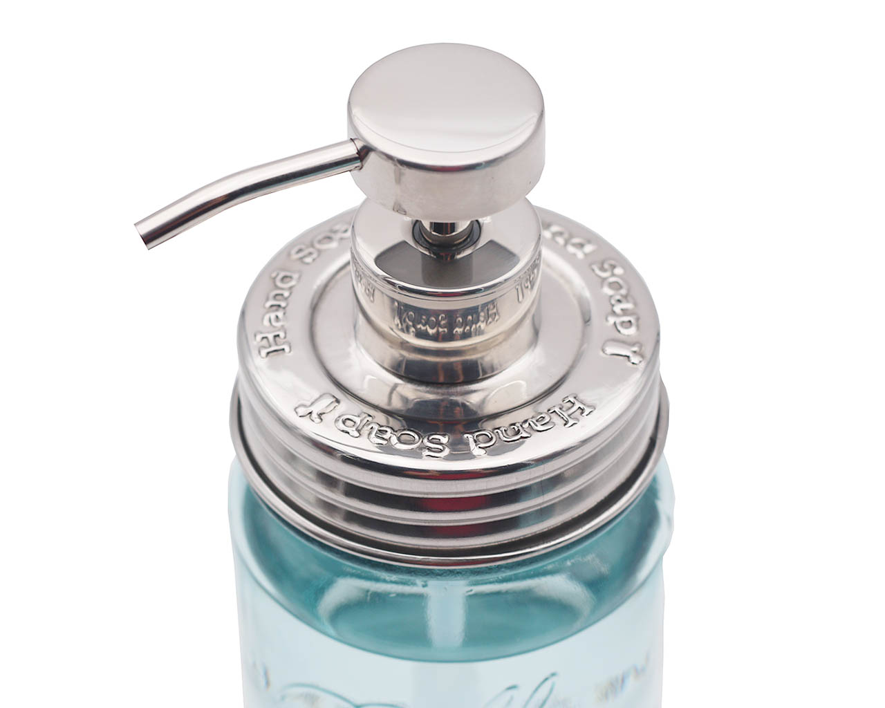 "Hand Soap," "Dish Soap," and "Lotion" Embossed Shiny Dispenser Pumps for Regular Mouth Mason Jars 3 Pack - Blessings Grow Meadows