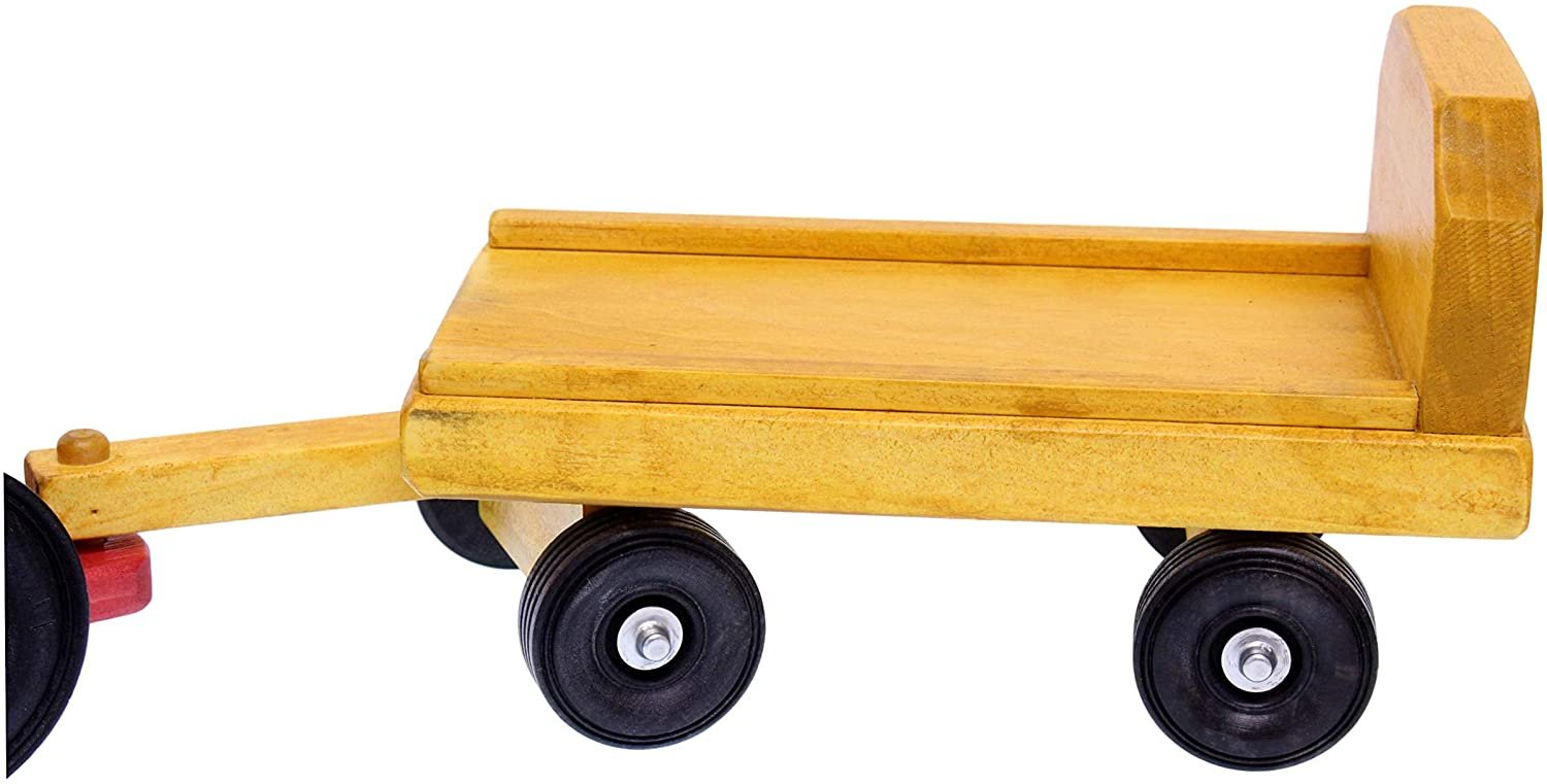 Amish-made wooden toy tractor and wagon set with hay bales, perfect for children's imaginative play, from AmishToyBox.com.