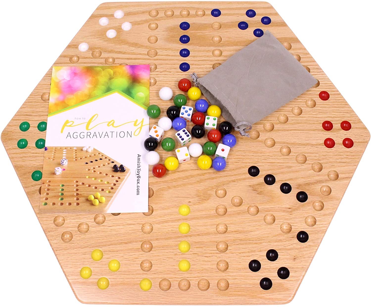 Aggravation Wahoo Marble Board Game, Double-Sided, Hand Painted - AmishToyBox.com ~ Blessings Grow Meadows