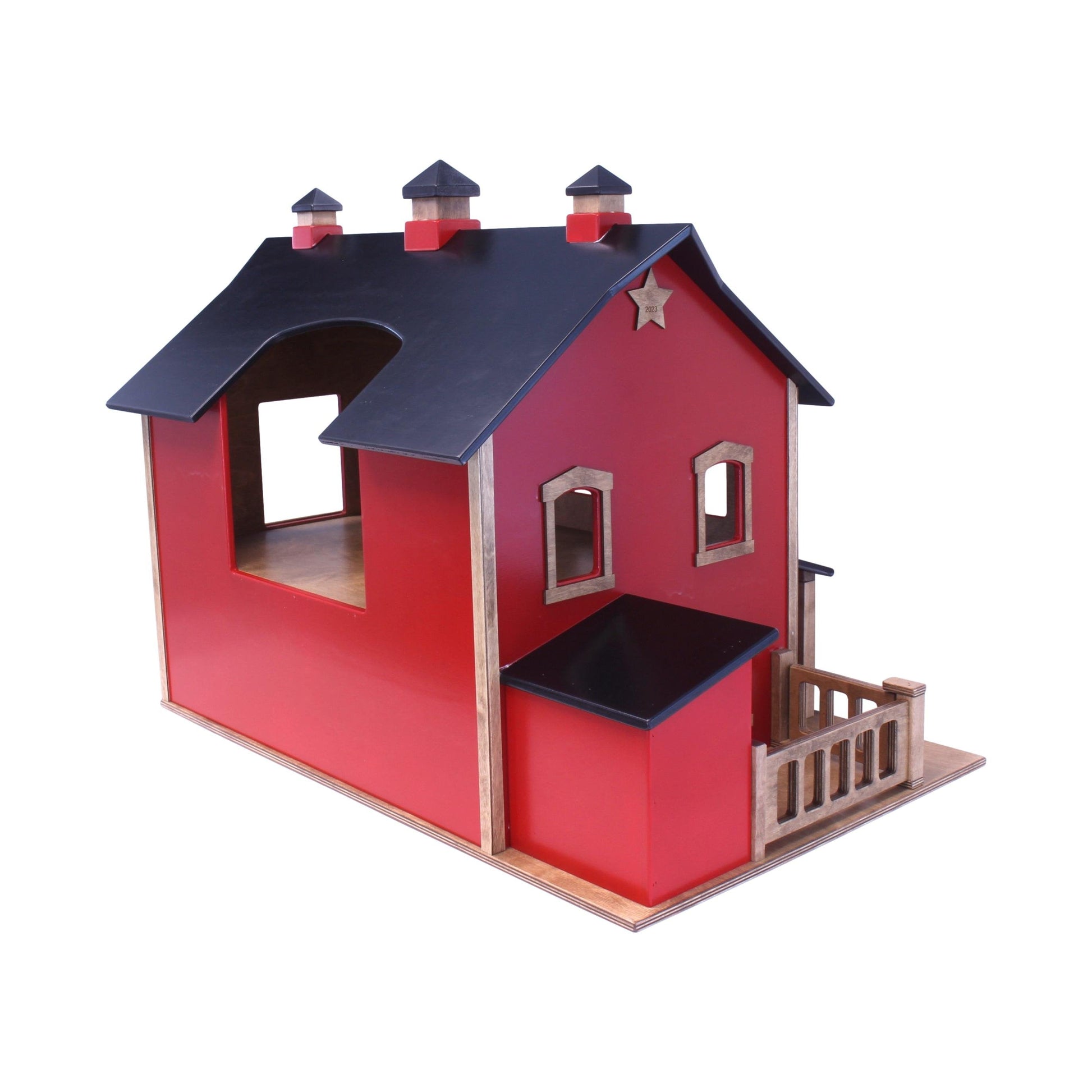 Large Pennsylvania Bank Barn toy crafted by AmishToyBox.com, featuring detailed wooden architecture and traditional design.