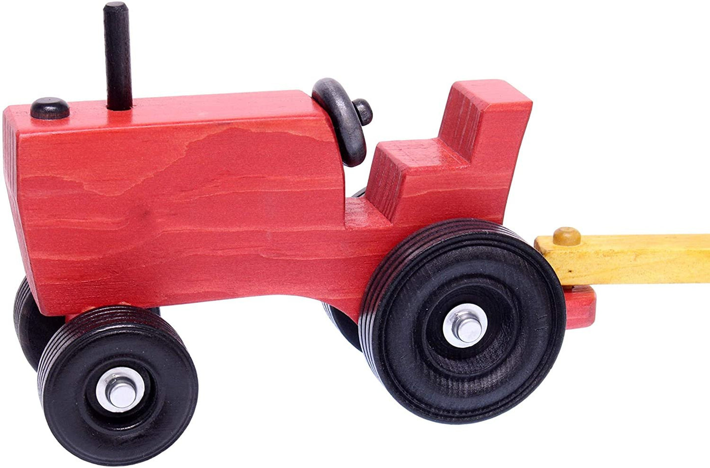 Amish-made wooden toy tractor and wagon set with hay bales, suitable for children, crafted from natural wood by AmishToyBox.com