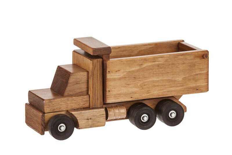 阿米什手工木製玩具翻斗車，兒童安全漆面