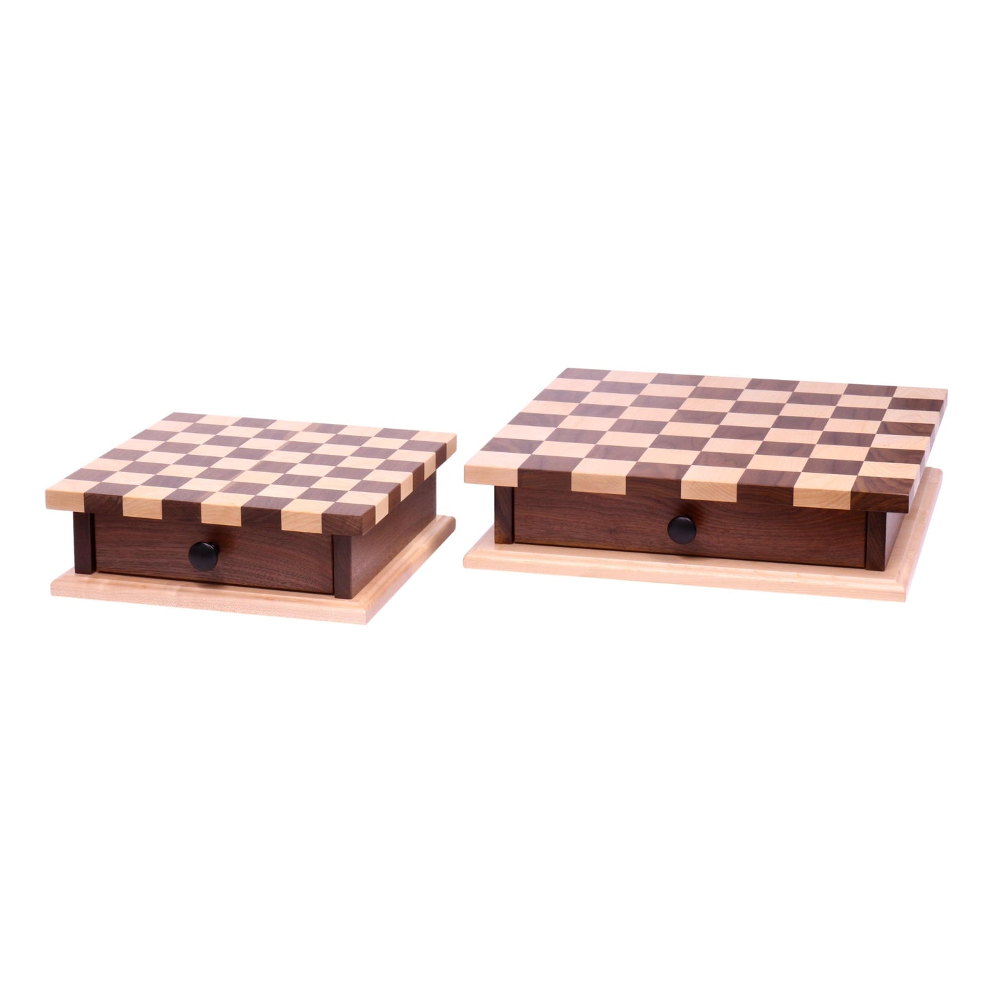 Deluxe wooden chess and checkers game board with pullout drawer, crafted from wood for classic family fun and strategic play.