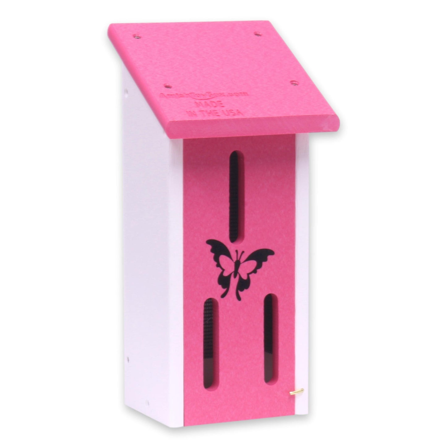 Amish-made butterfly house crafted from eco-friendly poly lumber, designed for garden outdoor insect habitat.