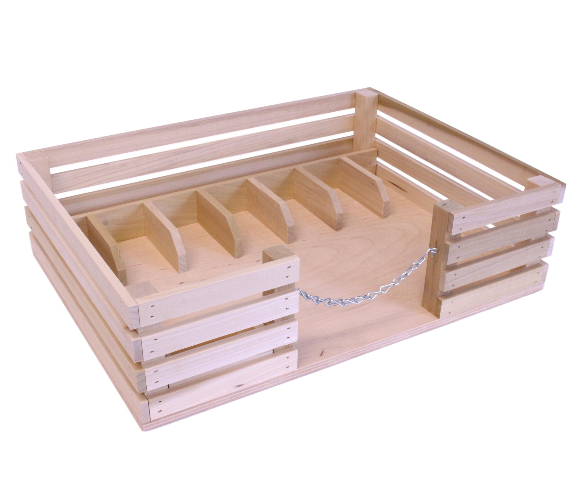 Amish-made wooden mini stockyard toy with 7 stalls, ideal for farm play, crafted by AmishToyBox.com.