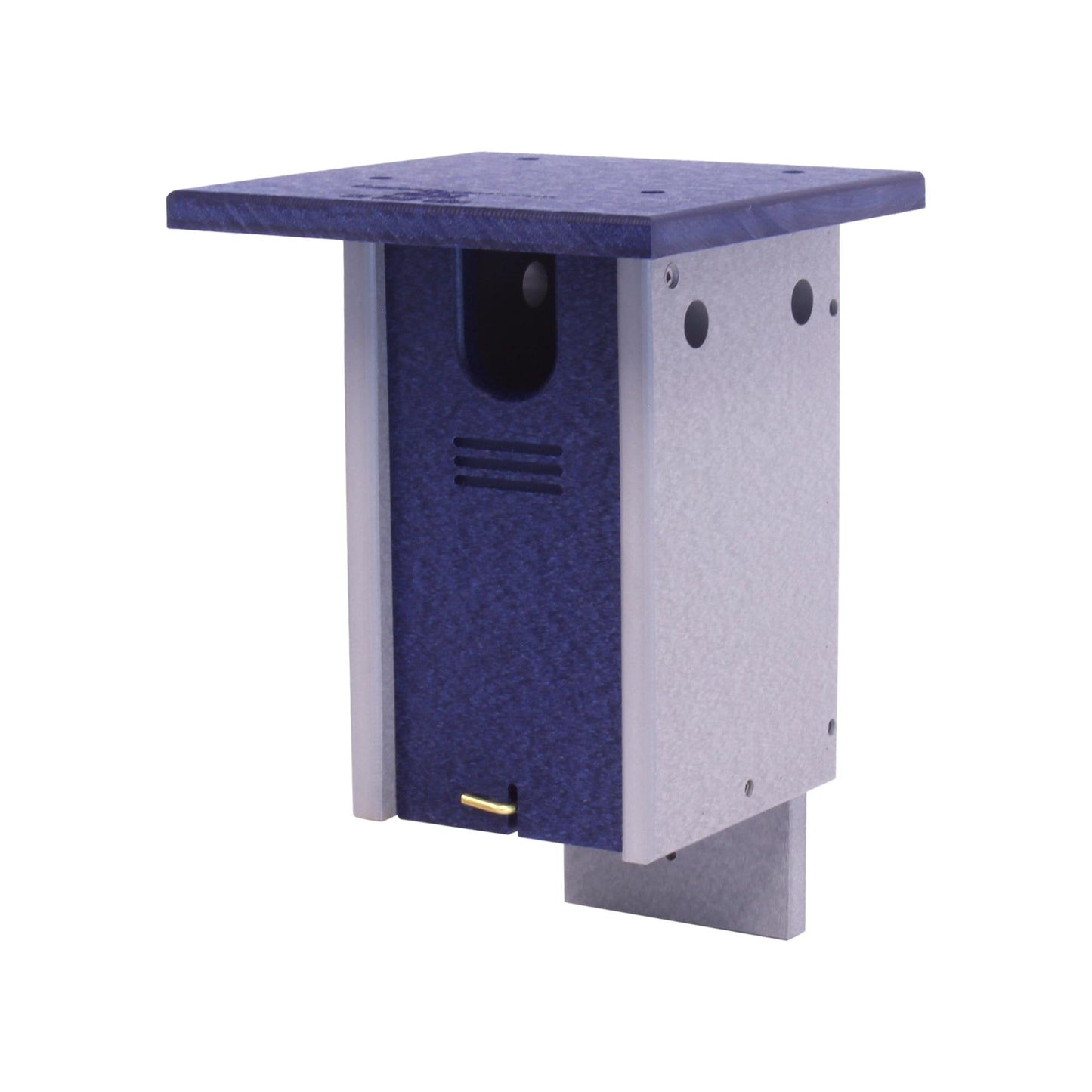 Amish-made bluebird house on a post, crafted with 100% recycled poly lumber, designed for backyard bird watching.