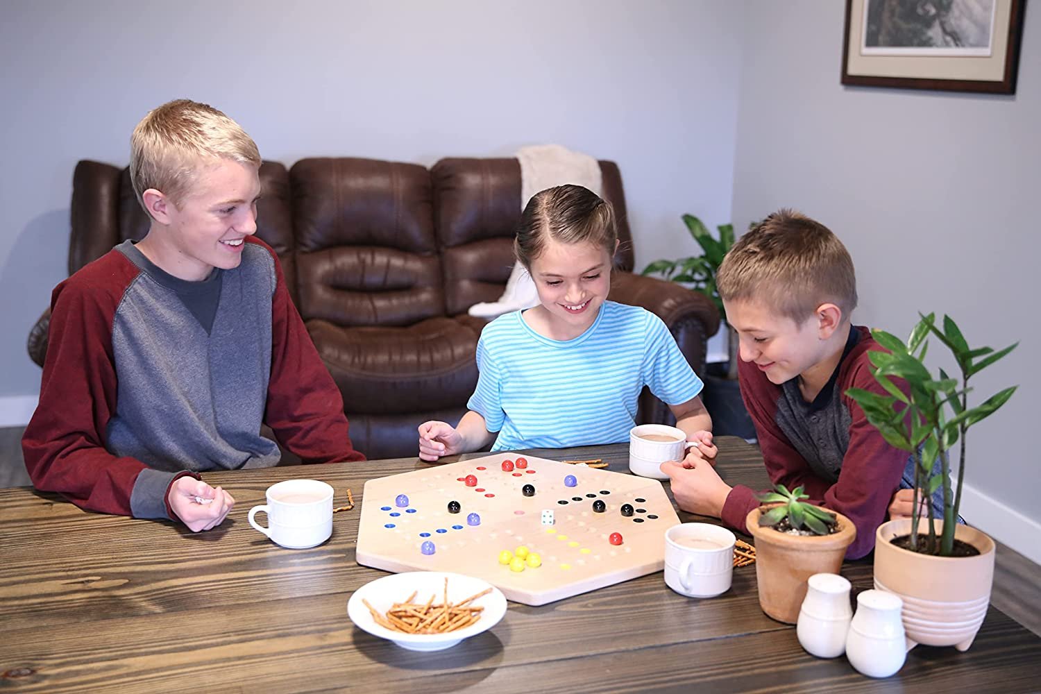 Hand-painted Wahoo marble board game by AmishToyBox.com, featuring a double-sided wooden game with colorful marble pathways.