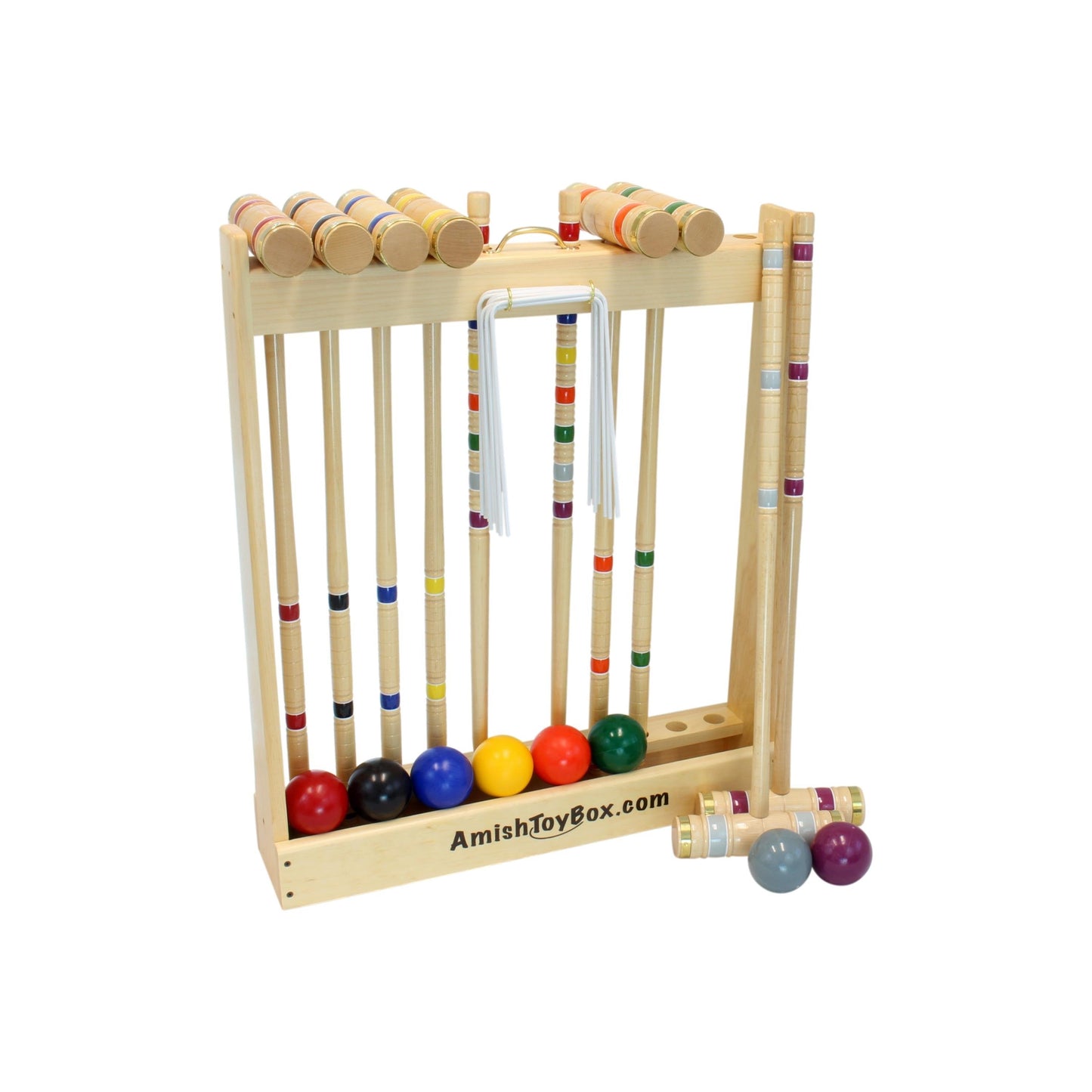 Deluxe 8-Player Croquet Game Set, Wooden Holder or Duffel Carry Bag - AmishToyBox.com ~ Blessings Grow Meadows