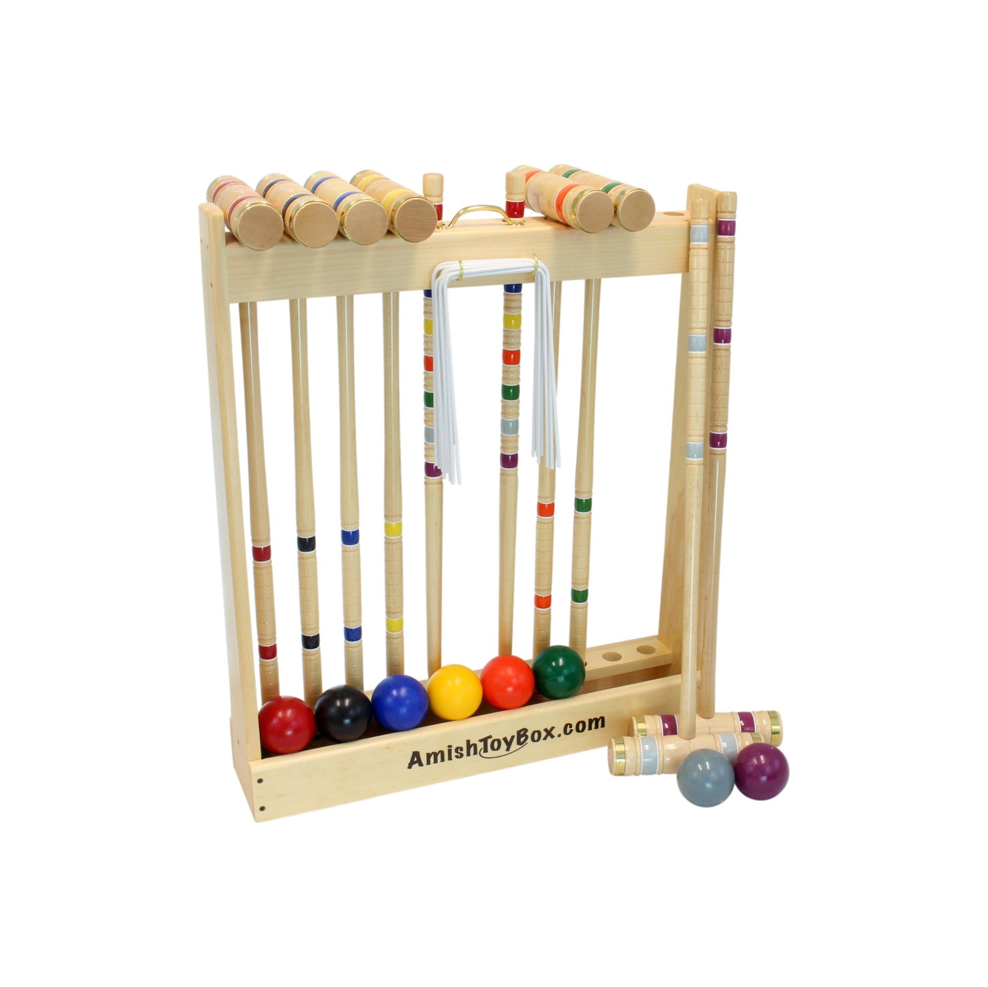 Deluxe 8-Player Croquet Game Set, Wooden Holder or Duffel Carry Bag - AmishToyBox.com ~ Blessings Grow Meadows
