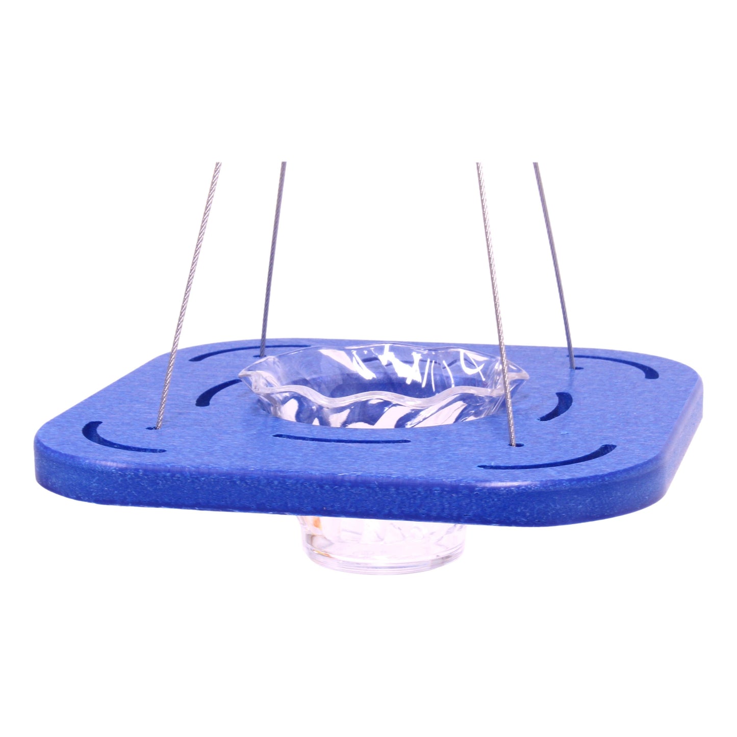 Oriole bird feeder with porch jelly-cup design, made by AmishToyBox.com, showing a colorful feeder hanging outdoors.
