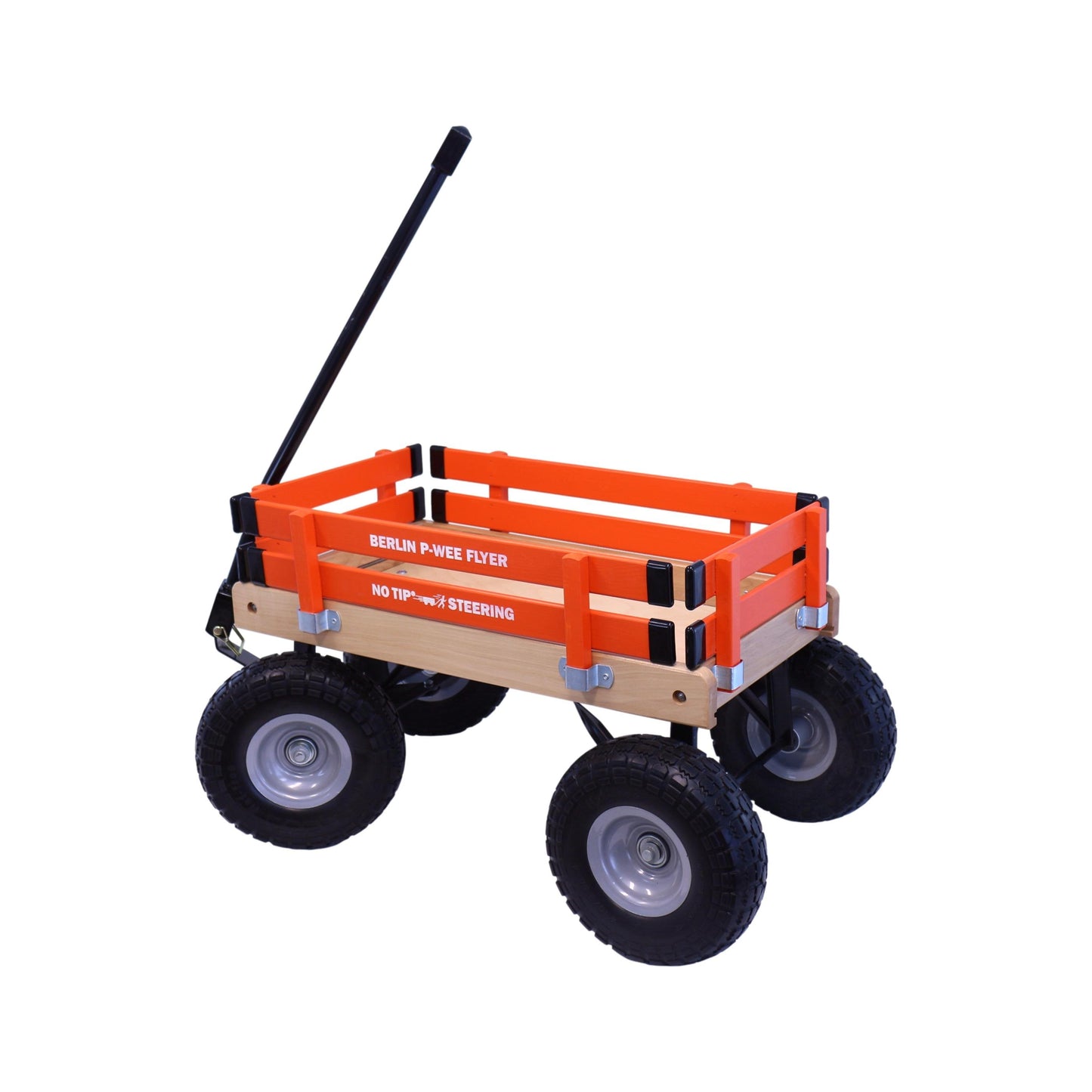 Amish-made Berlin Big-Foot Kid's Wagon model F300, pull-behind toy wagon for children, designed with sturdy wood and colorful accents.