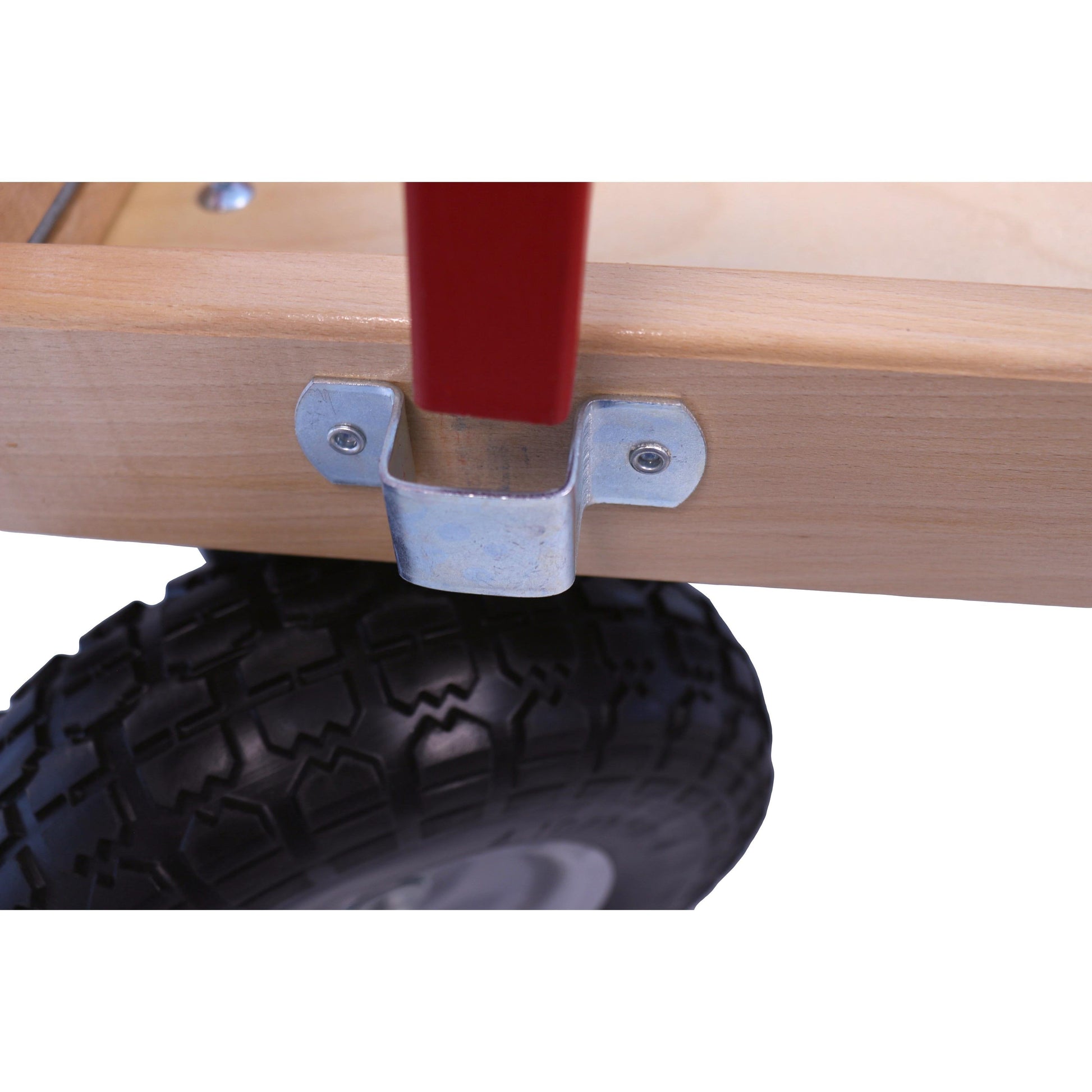 Amish-made Berlin Big-Foot Kid's Wagon Model F300, pull-behind wooden wagon with sturdy handles and colorful design for children.