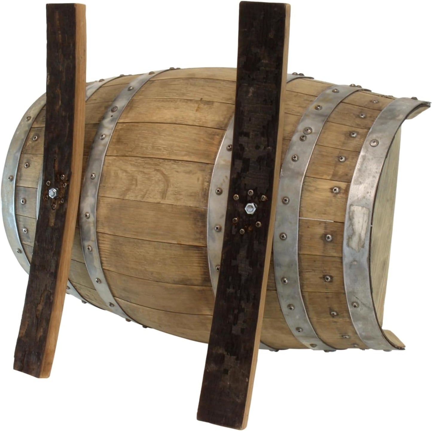 Rustic flower planter made from real white oak whiskey barrels, ideal for indoor or outdoor use, by AmishToyBox.com