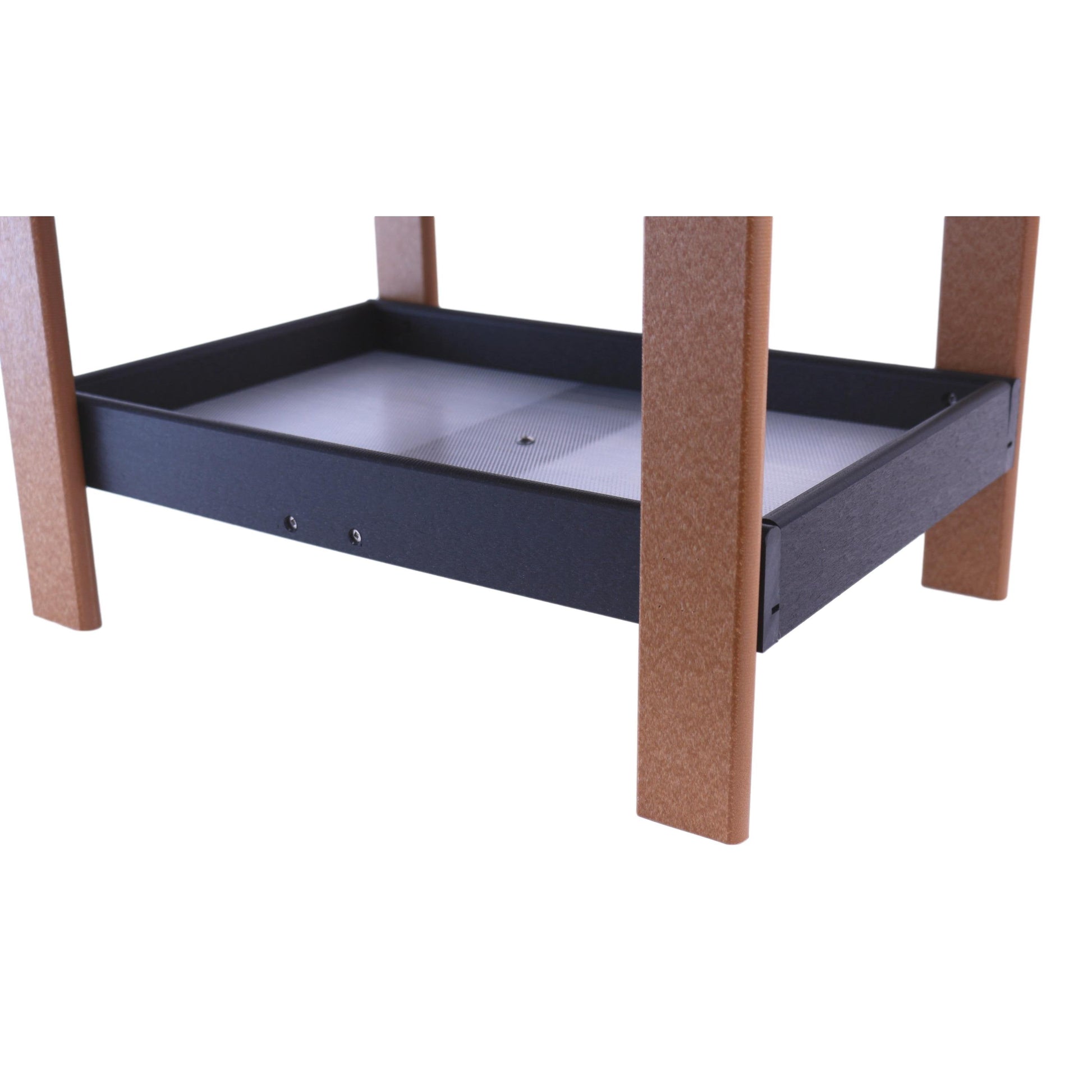 Deluxe AmishToyBox.com ground bird feeder with covered design, screen mesh tray, attracting birds and squirrels to your garden.