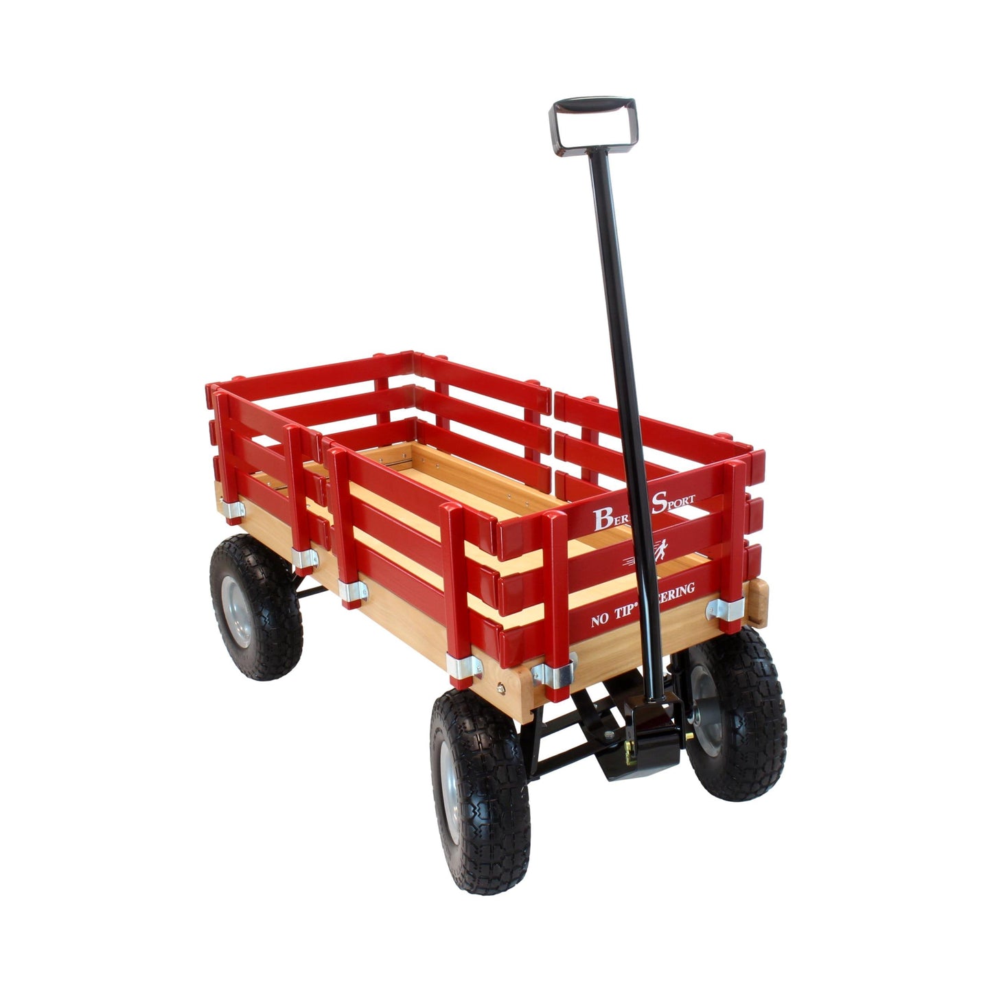 Amish-made Berlin Flyer Sport Wagon Model F410, a durable wooden scooter and wagon from AmishToyBox.com, designed for kids.