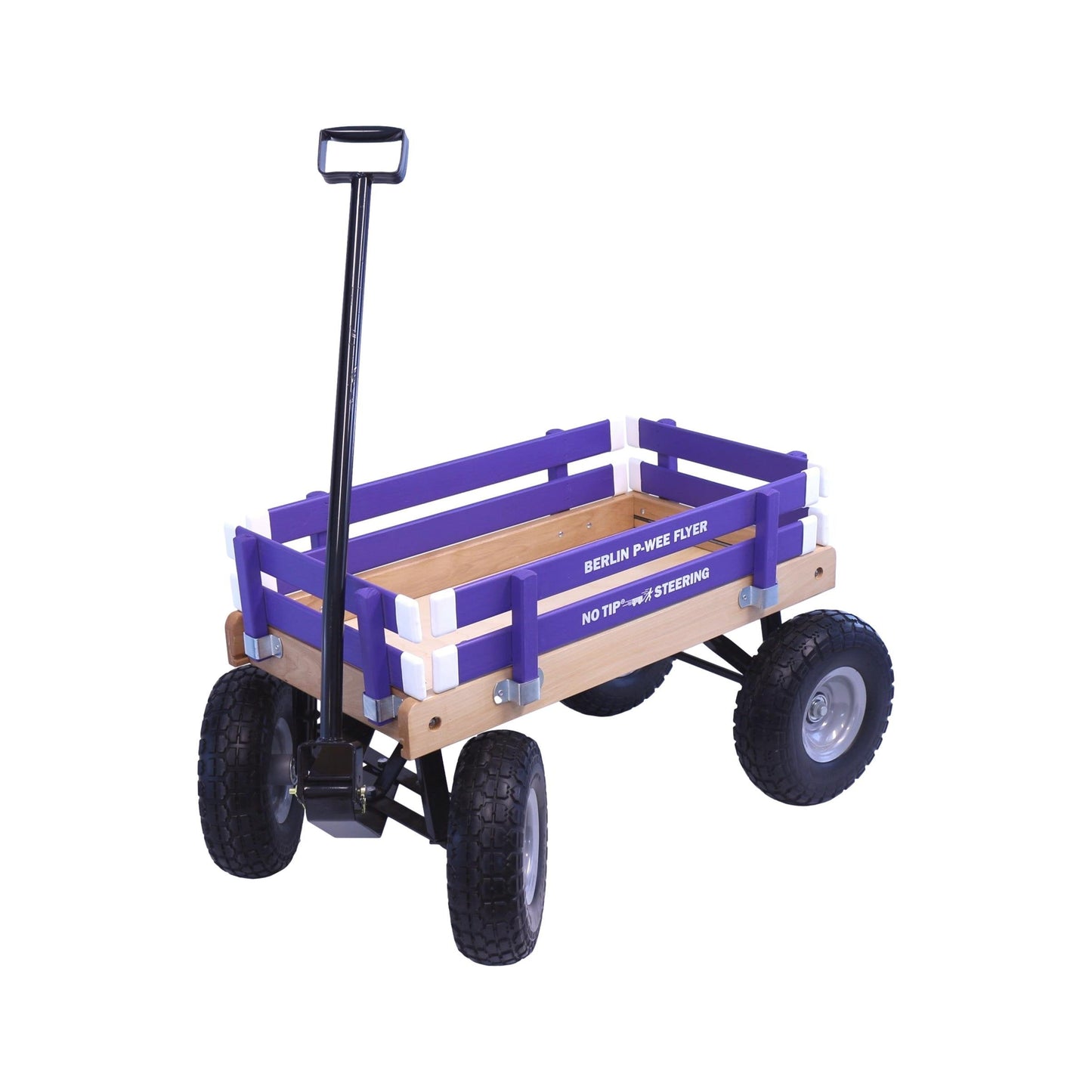 Amish-made Berlin Big-Foot Kid's Wagon Model F300 pull-behind toy wagon with wooden construction and large wheels, suitable for children.