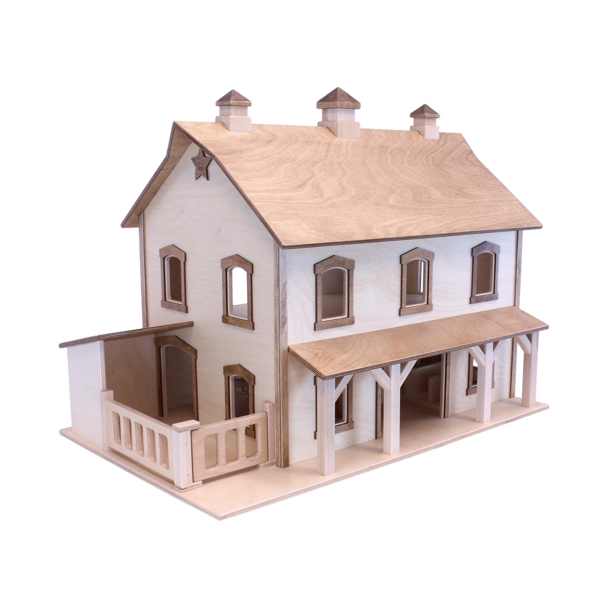 Hand-crafted large Pennsylvania Bank Barn toy by AmishToyBox.com, detailed wooden toy model from Lancaster County, PA.