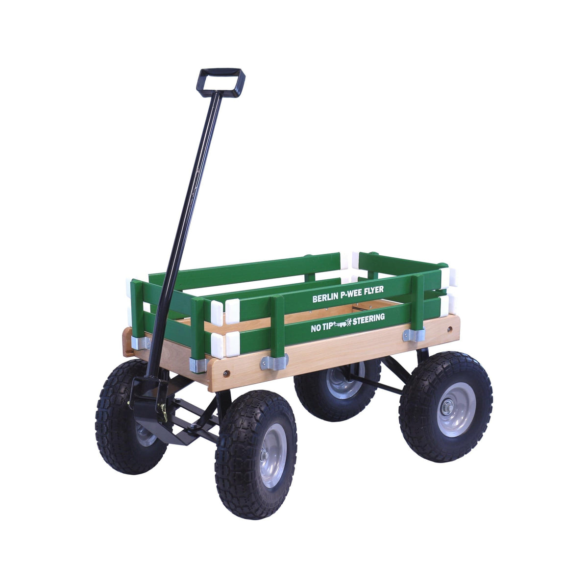 Amish-made Berlin Big-Foot Kid's Wagon Model F300, pull-behind toy wagon for children, in a natural outdoor setting.