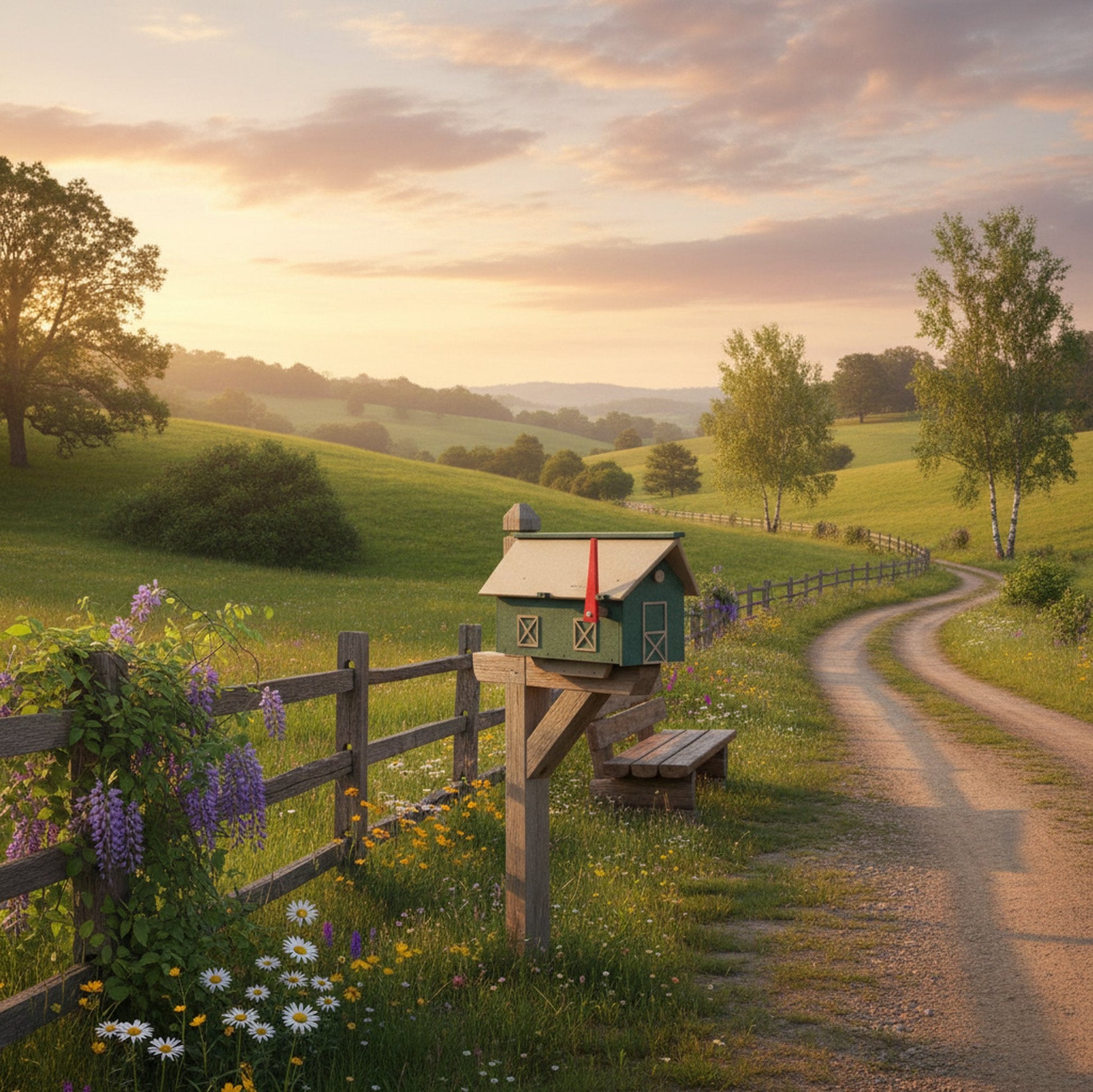 Amish-made post mount mailbox with weather-proof poly lumber and UV-resistant finish, designed for durable outdoor use.