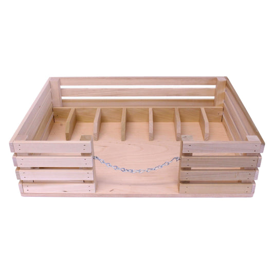 Amish-made wooden mini stockyard toy with seven stalls, ideal for farming play, by AmishToyBox.com.
