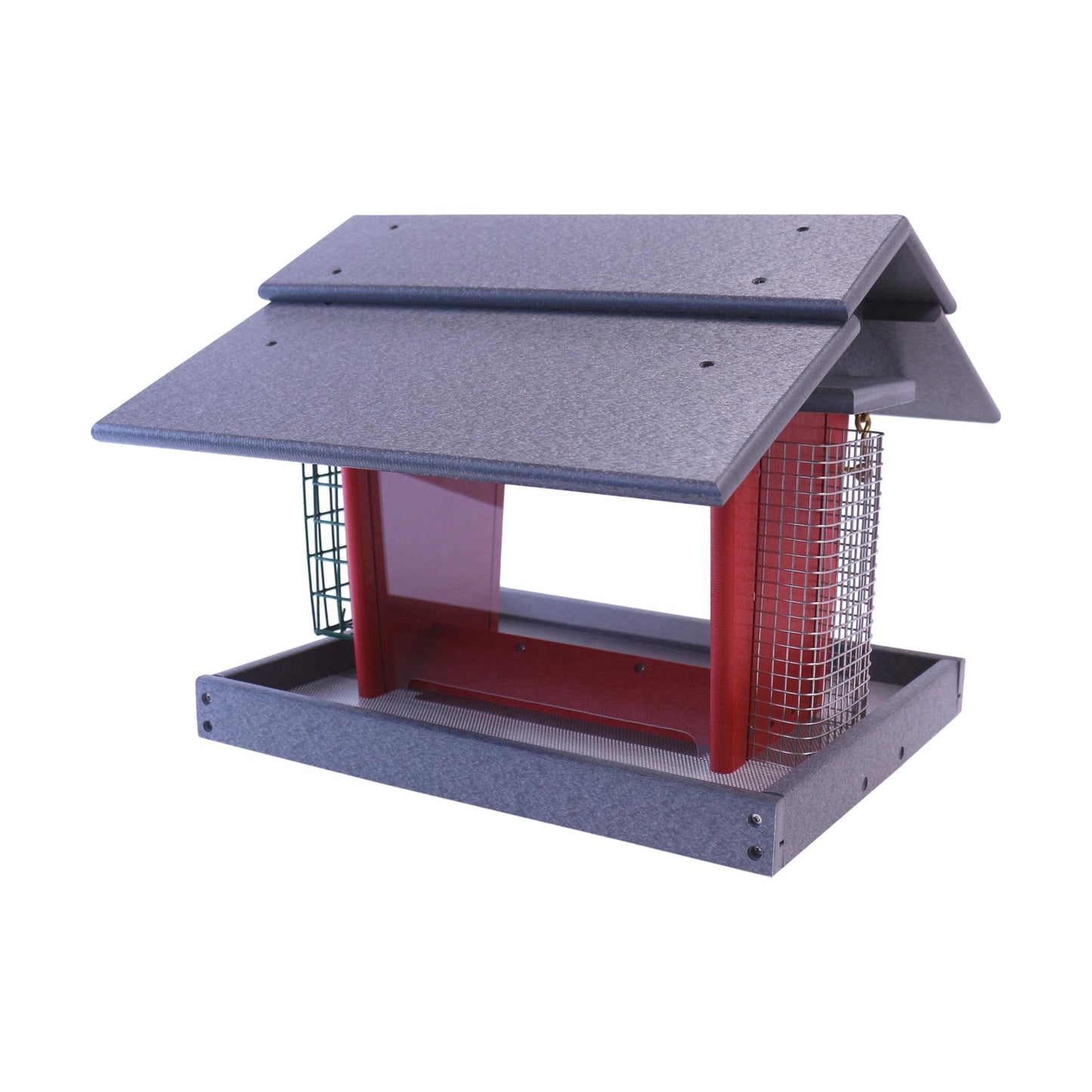 Classic Bird Feeder with Suet Holder and Peanut Feeder, Eco-Friendly Poly Lumber, Post-Mount - AmishToyBox.com ~ Blessings Grow Meadows
