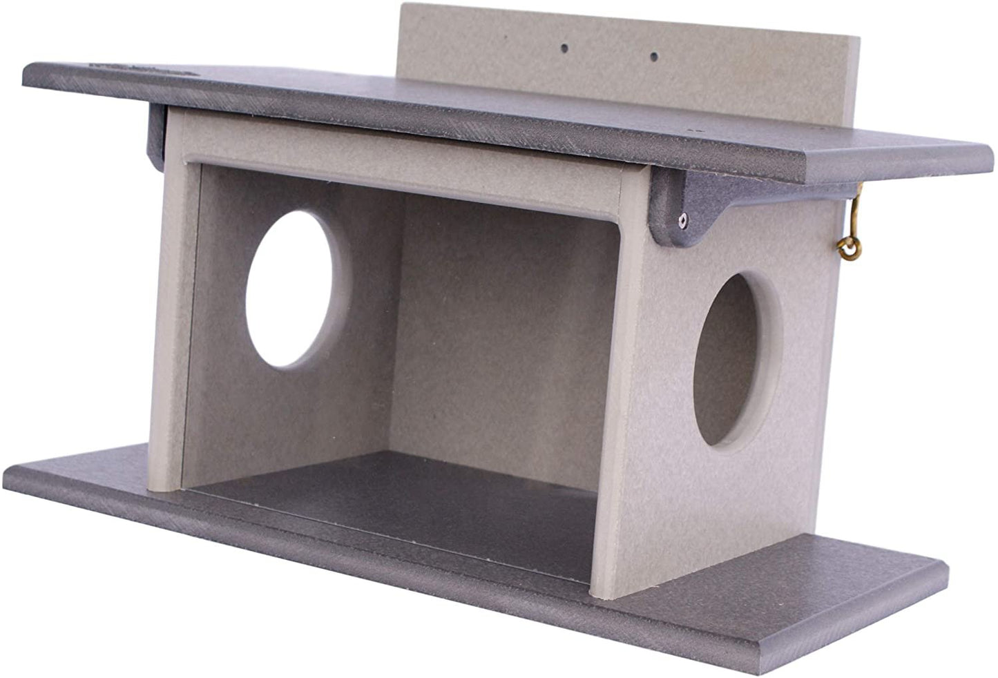 Amish-made squirrel corn feeder mounted on a post, made of durable poly lumber, designed for wildlife feeding and squirrel food.
