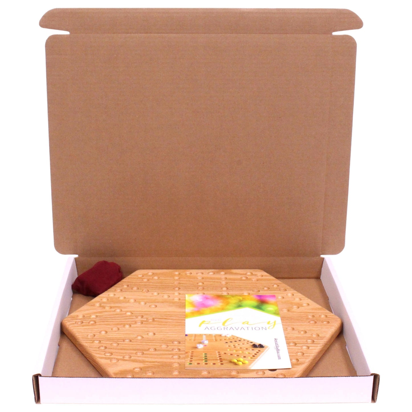 Unpainted solid oak 16-inch aggravation game board with holes, double-sided, crafted for wooden toys, games, and puzzles by AmishToyBox.com